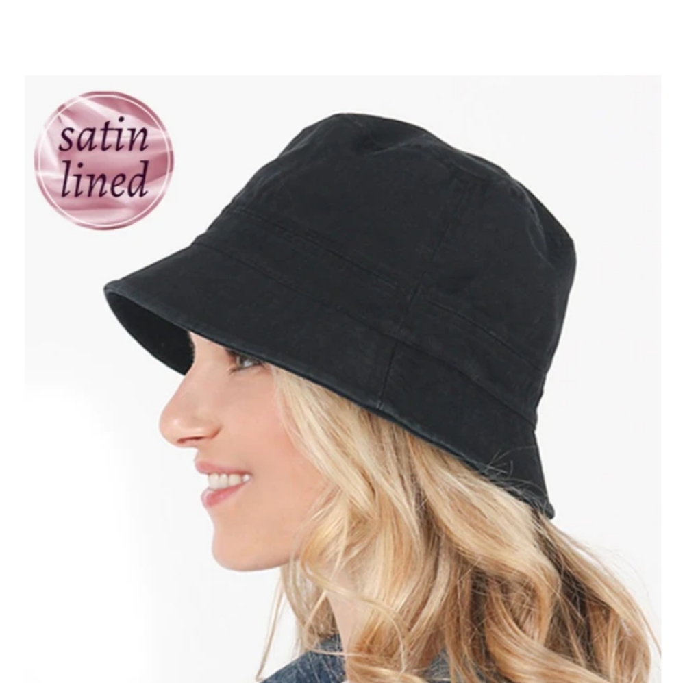 David and Young satin lined black bucket hat new with tags